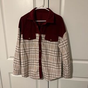 Burgundy and Plaid shacket